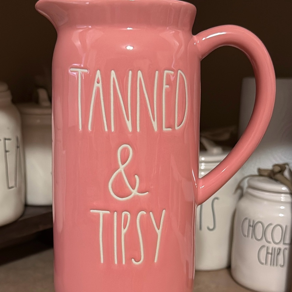Rae Dunn Pink 'Tanned & Tipsy' Pitcher